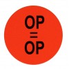 F909 rol @ 2.000 etiketten permanent rond 35 mm fluor rood zwart bedrukt op = op F909 rol @ 2.000 etiketten permanent rond 35 mm fluor rood zwart bedrukt op = op